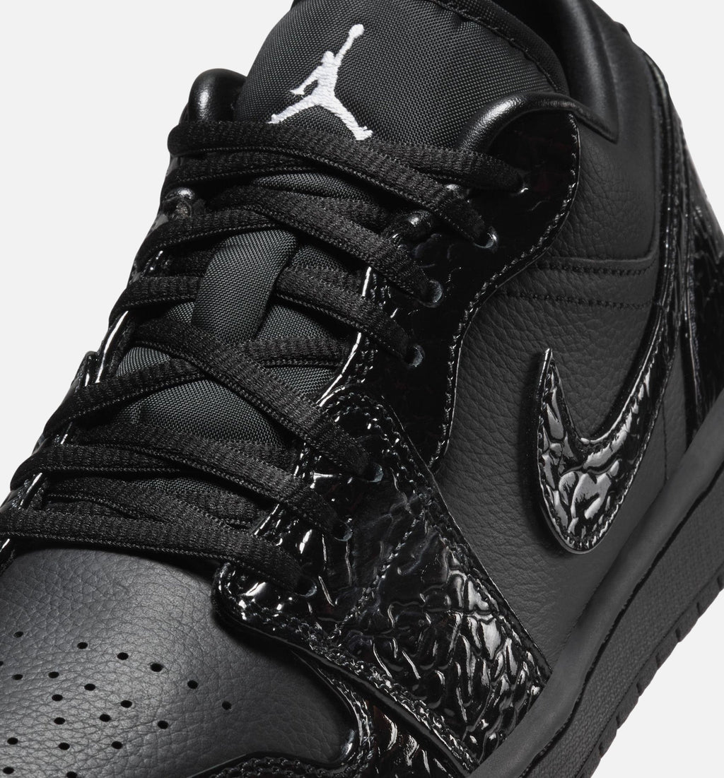 Air Jordan 1 Low Patent Elephant Womens Lifestyle Shoe | Black/White/Metallic Silver
