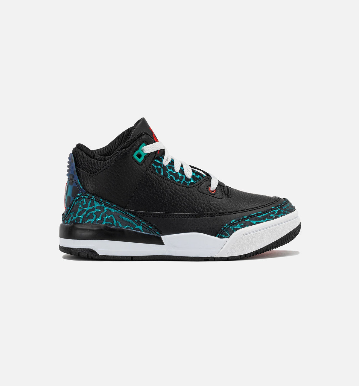 Air Jordan 3 Retro Black and Hyper Jade Preschool Shoes - Black/Jade/Red
