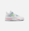 Air Jordan 4 Retro Medium Soft Pink Preschool Shoes - White Medium Soft Pink Half Blue