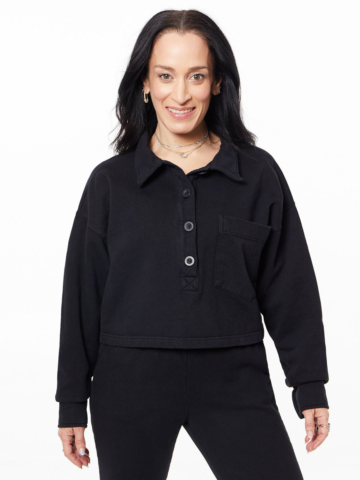 HEAVY FLEECE POLO SWEATSHIRT