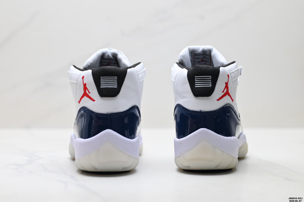 Air Jordan 11 Retro White and Midnight Navy Unisex Sneakers Style 11