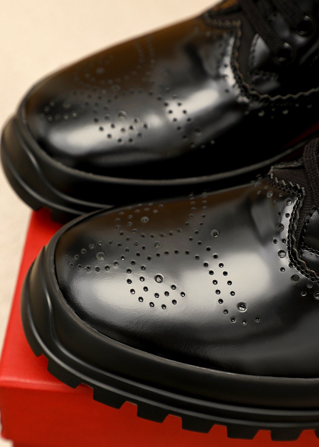 Ferragamo Black Perforated Lace-Up Shoes - Lug Sole