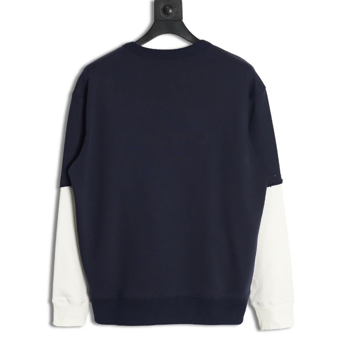 Gucci Lettering Layered-Look Crewneck Sweatshirt - Navy
